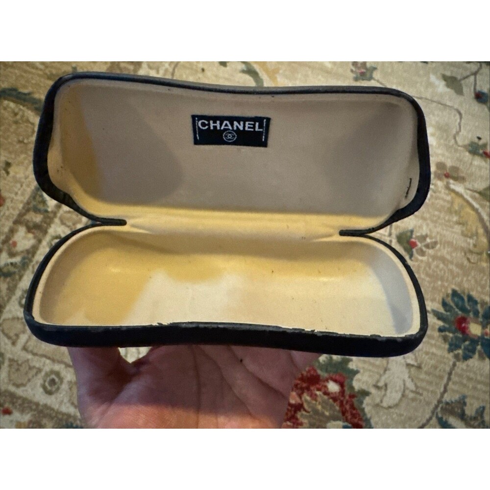Vintage Chanel Sunglasses Eyeglasses Hard Case Made In Italy Black